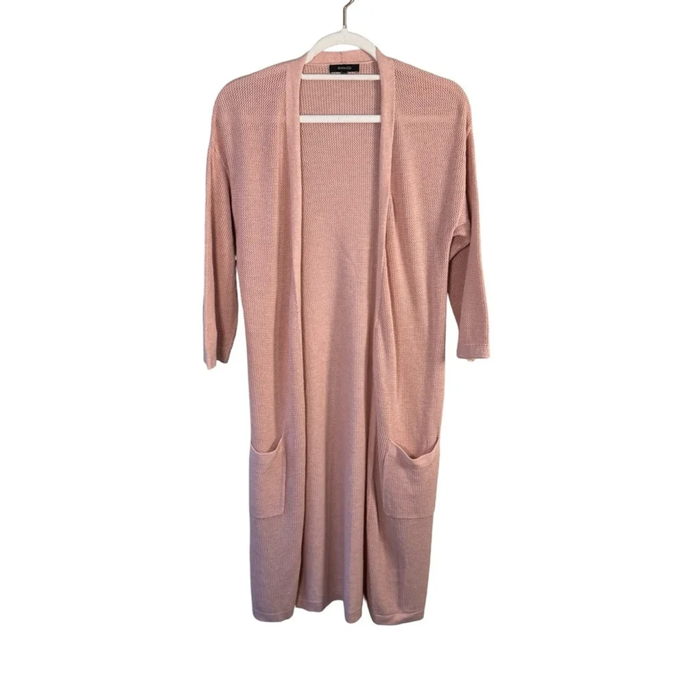 RW&CO. Blush Knit Open Front Cardigan 3/4 Sleeves Size XS Neutral Minimalist